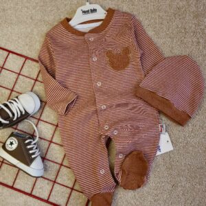 سرهمی نوزادی تدی  خط دار جورابدار پندار