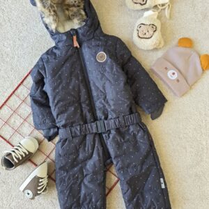 سرهمی کاپشنی ضد اب خال خالی زمینه طوسی